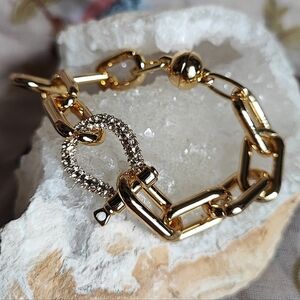 Pink Linen Brand Gold Tone Plated Clear Rhinestones U Shape Shackle Horse Equine